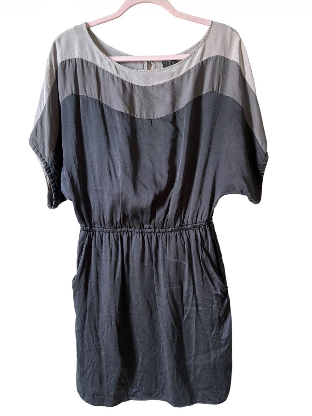 Ella Moss Gray & Black Colorblock Scoop Dress